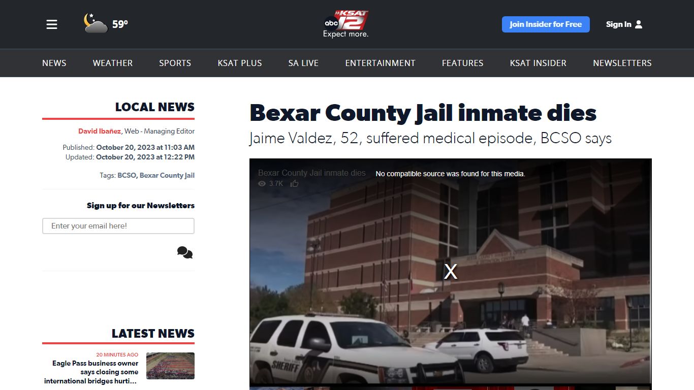 Bexar County Jail inmate dies - KSAT.com